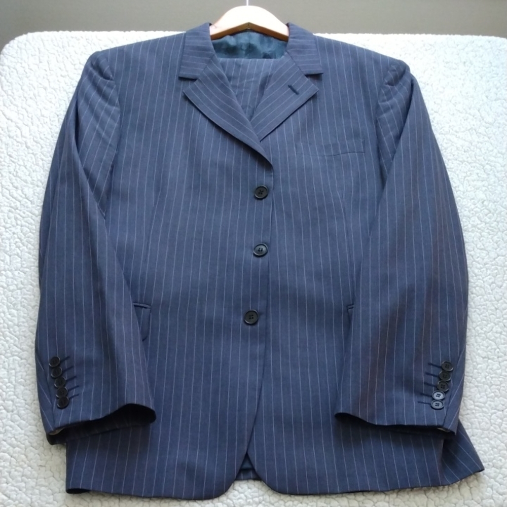 Paul Smith London Blue Wool Pinstripe Suit  42R* (Made in Portugal)